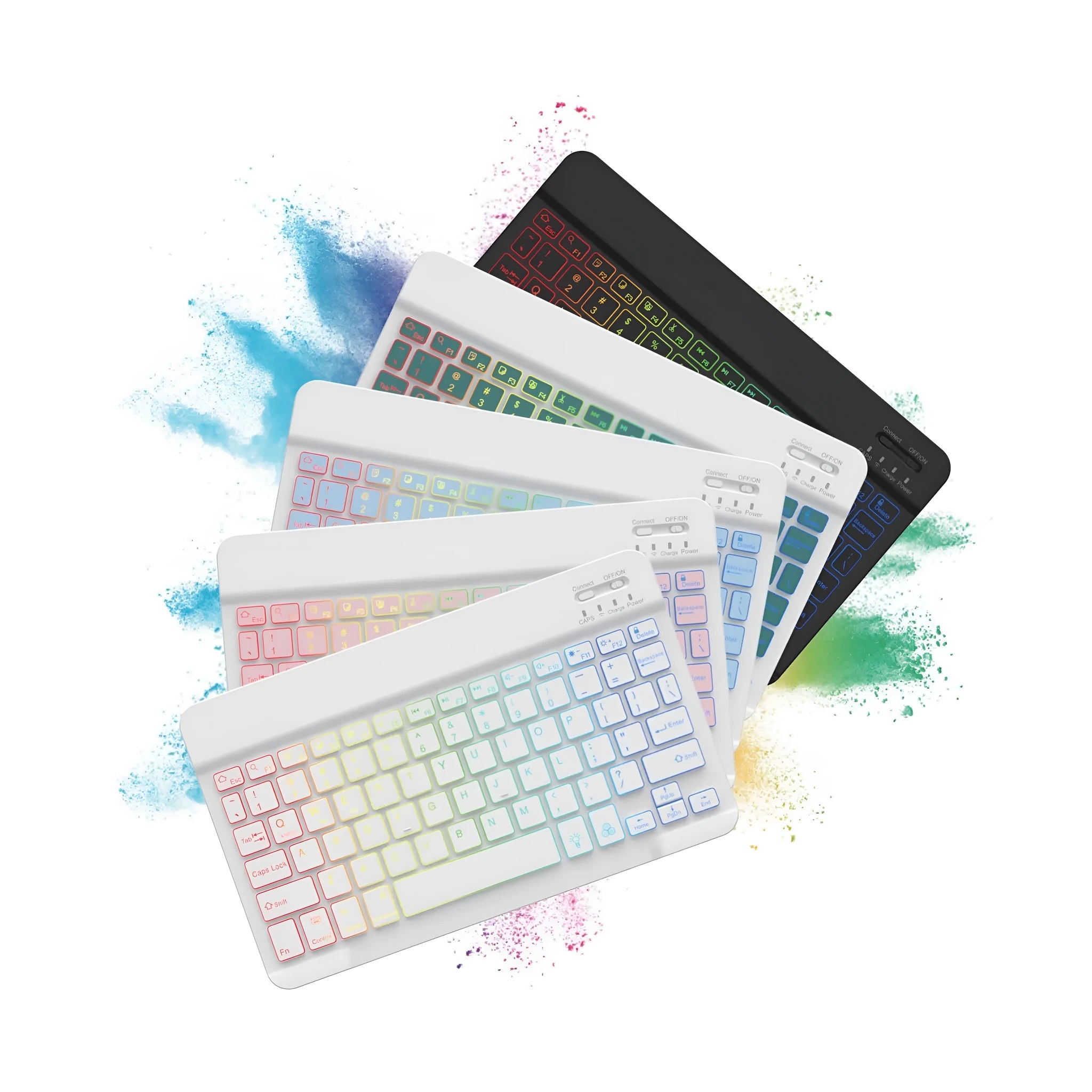 10-inch Bluetooth keyboard with colourful RGB backlighting for tablet typing
