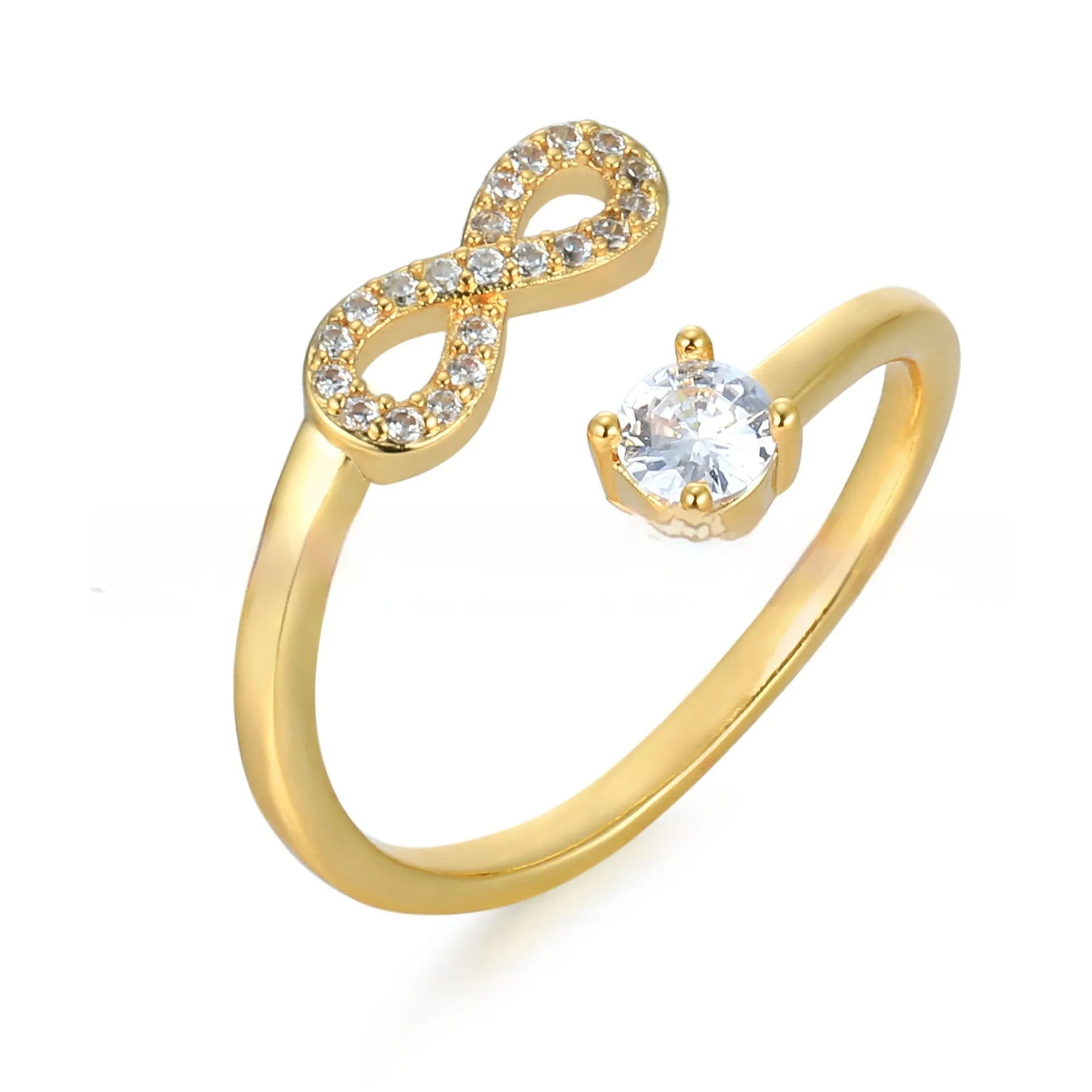 Personalised geometric open ring with zircon stones showing letter options