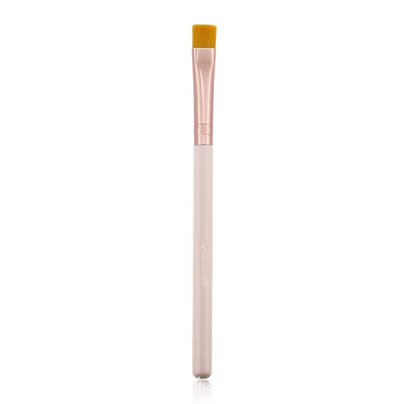 26 pink makeup brushes with wooden handles in a PU storage bag.