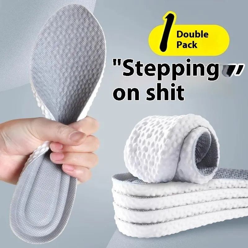 Breathable PU sports insoles in grey, black and orange colours with trimmable sizing