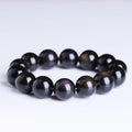 Natural icy obsidian Pi Xiu bracelet with double eye ice stone beads in geometric ethnic style available in multiple sizes