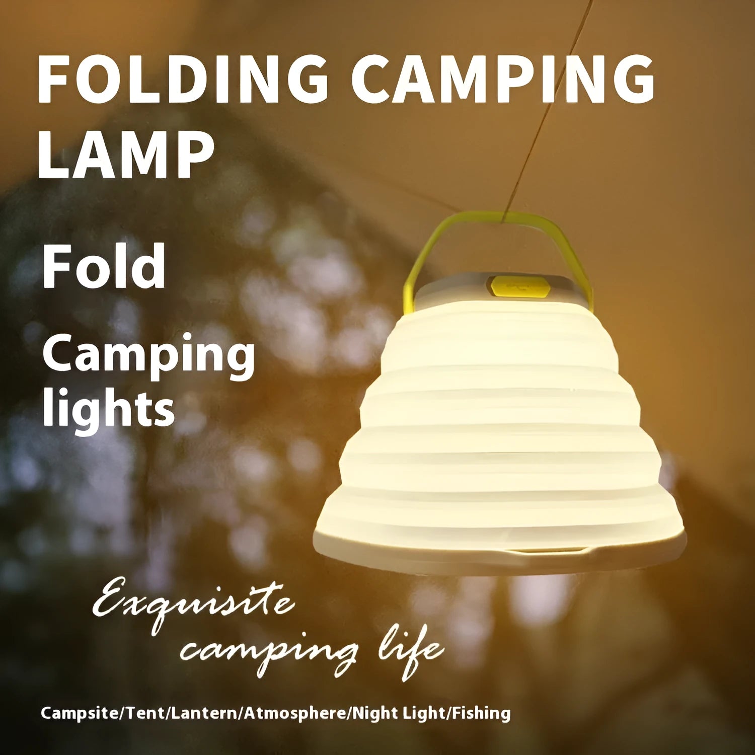 White portable camping lantern with single-key switch for outdoor lighting