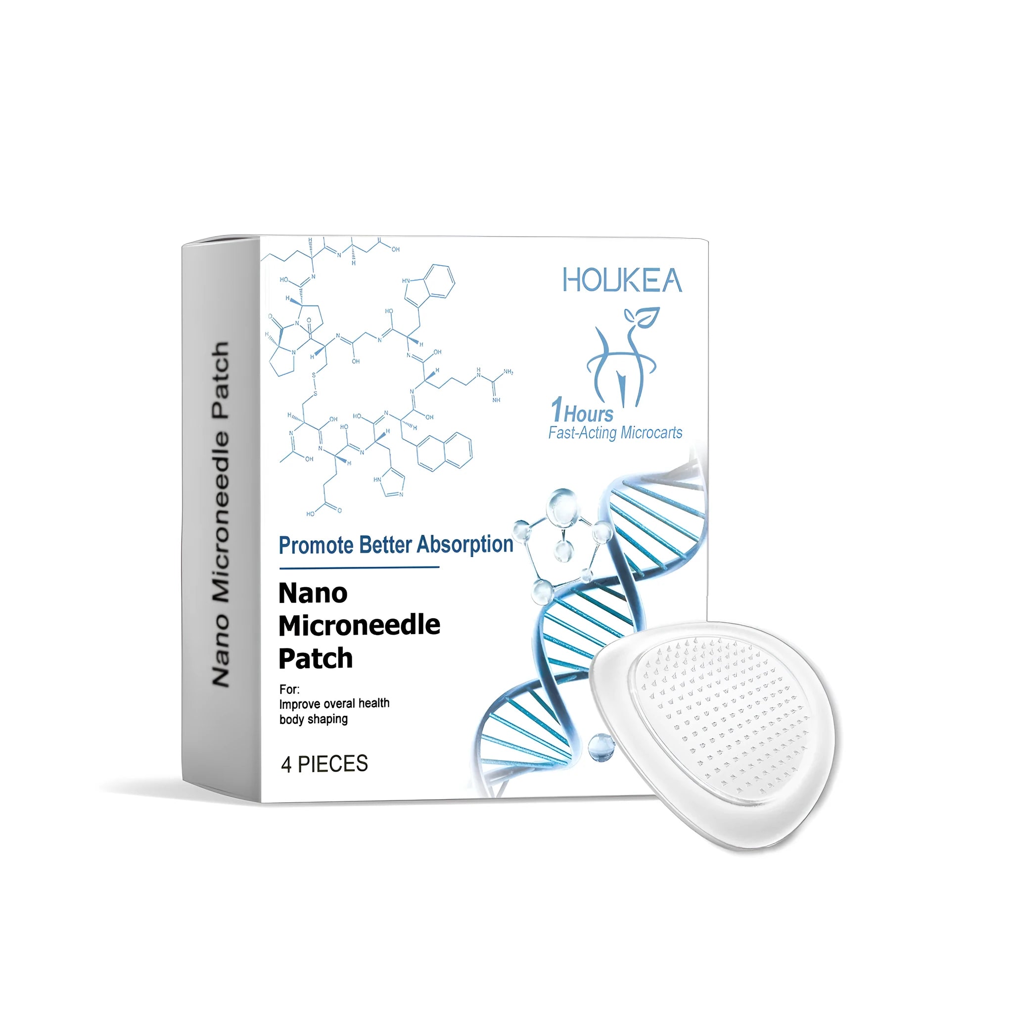 Four nano microneedle skincare patches with herbal ingredients including paeonia lactiflora root and ginger extract