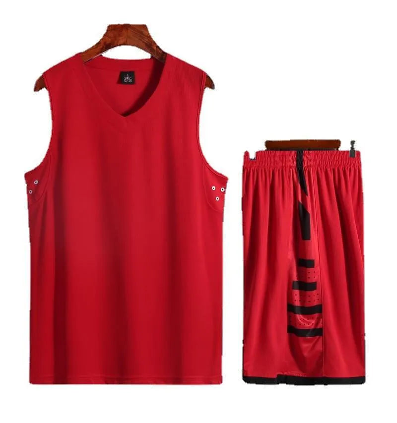 Student campus competition training breathable sports vest and pants set in white or black