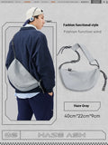 Men's lightweight nylon messenger bag in solid colour with large capacity for commuting