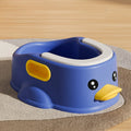 Blue PVC duck-shaped bathtub for washing a small dog or cat.