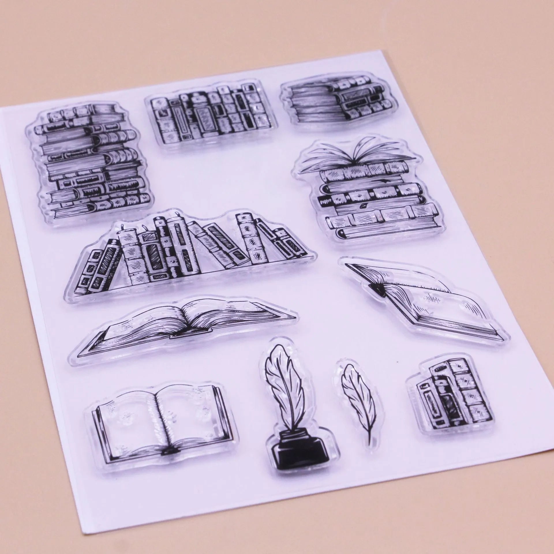Transparent silicone stamp measuring 11x16cm with white seal pattern for hand accounting