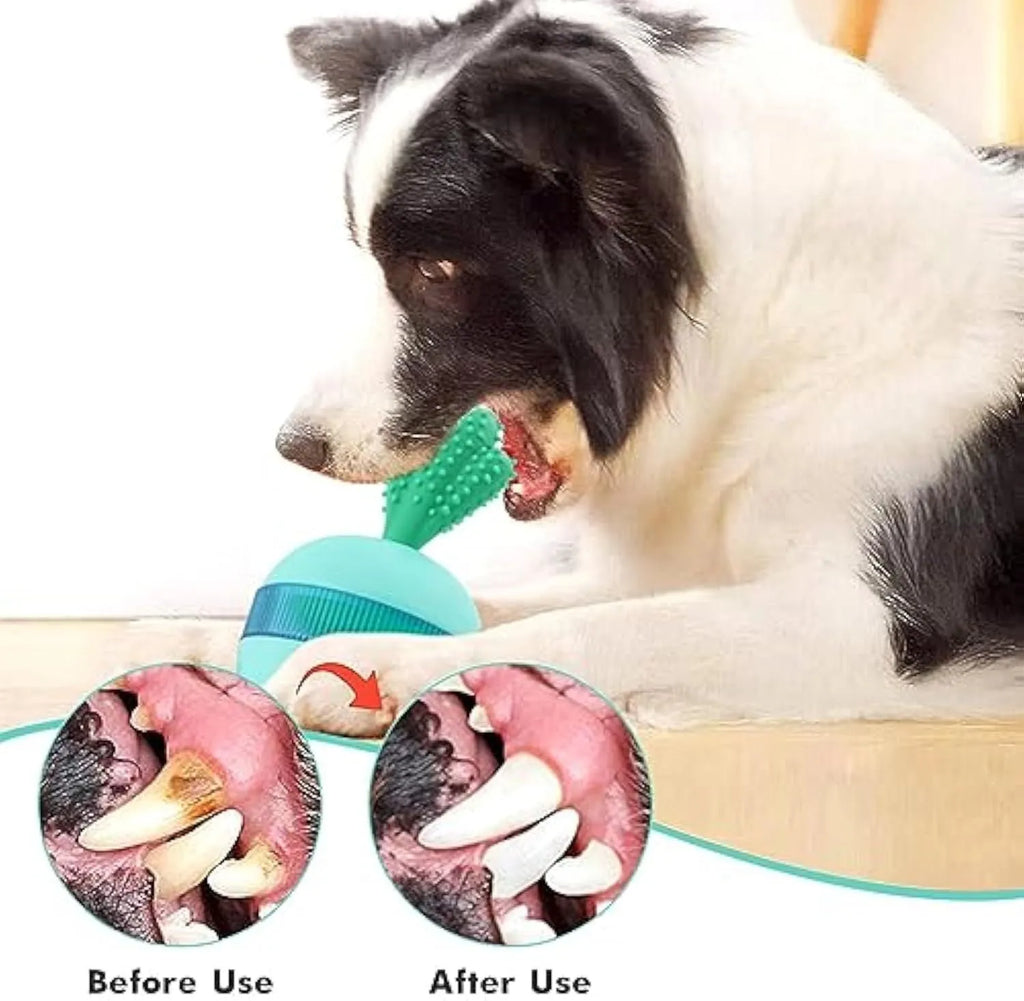 Blue durable rubber dog puzzle ball with treat dispensing holes for medium and large breeds