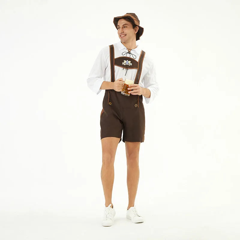 Men's Oktoberfest beer festival clothing suit in 3350 colour with top, suspender overalls, and hat