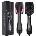 Black 2-in-1 electric hair dryer comb straightener with temperature control and alloy heat conductor