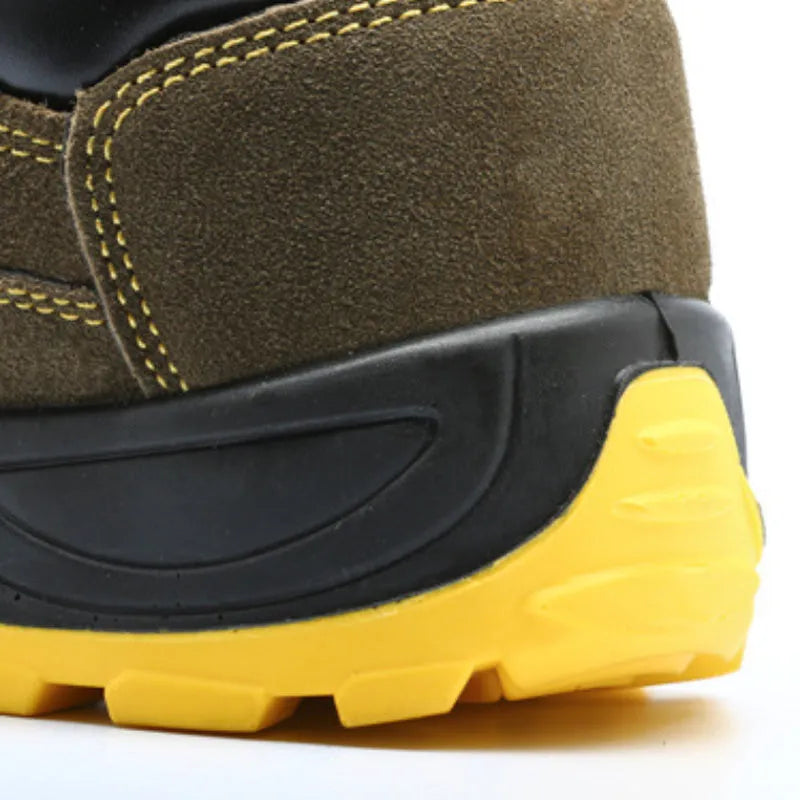 Bronze cow suede leather steel toe safety shoes with anti-skid sole pattern