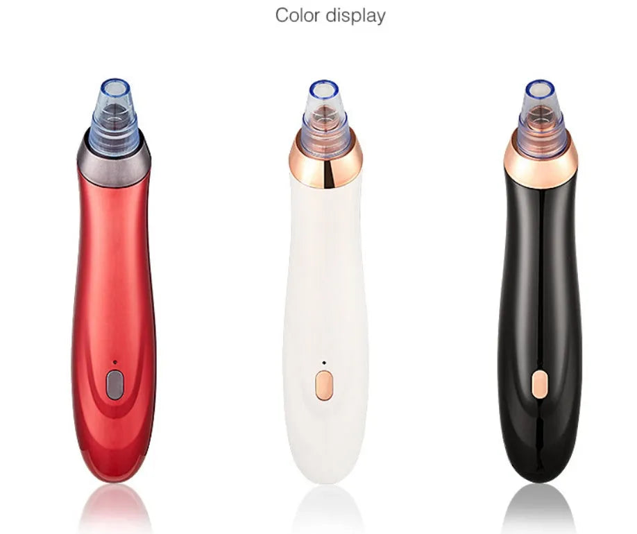 Electric blackhead remover device with five nozzle attachments for pore cleaning