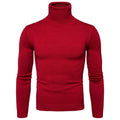 Men's cotton thermal turtleneck sweater in solid colour, slim fit, winter pullover, beige option