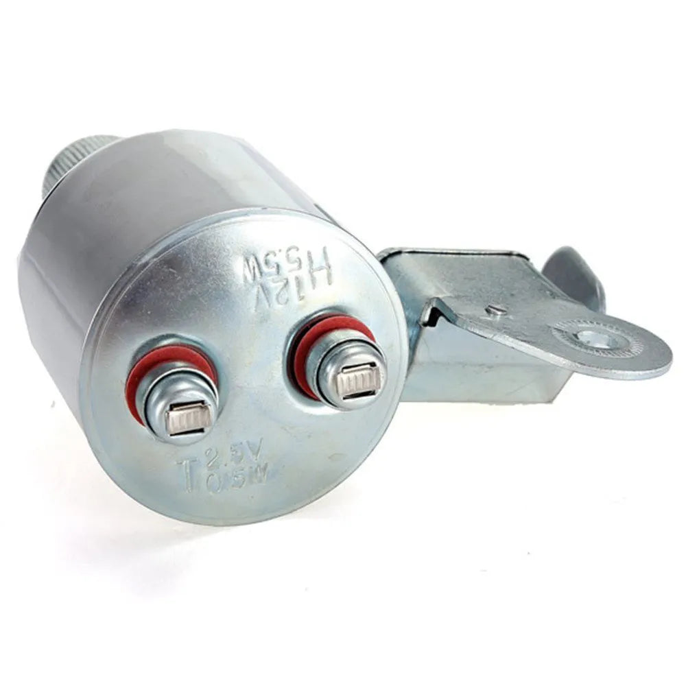 Silver bicycle dynamo generator light modification kit showing mounting bracket and wiring connections