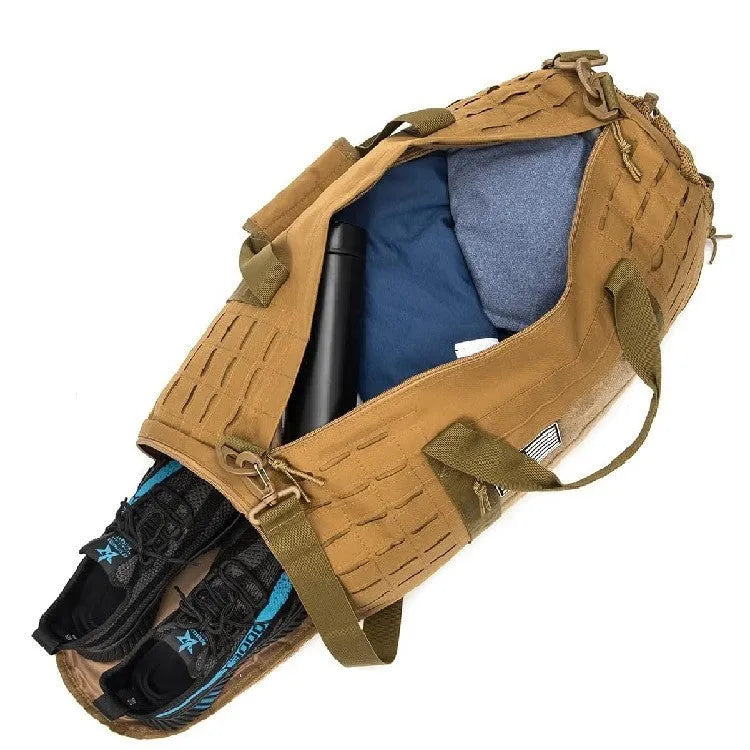Men's waterproof Oxford cloth sports travel handbag in army green with air pillow belt strap