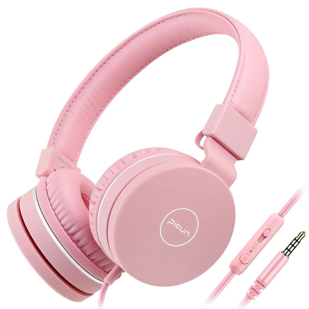 Bengoo C30 wired over-ear headphones in mint green with a braided cable and 3.5mm plug.