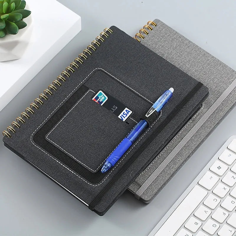Erasable coil-bound notebook with stone paper pages showing black cover variant