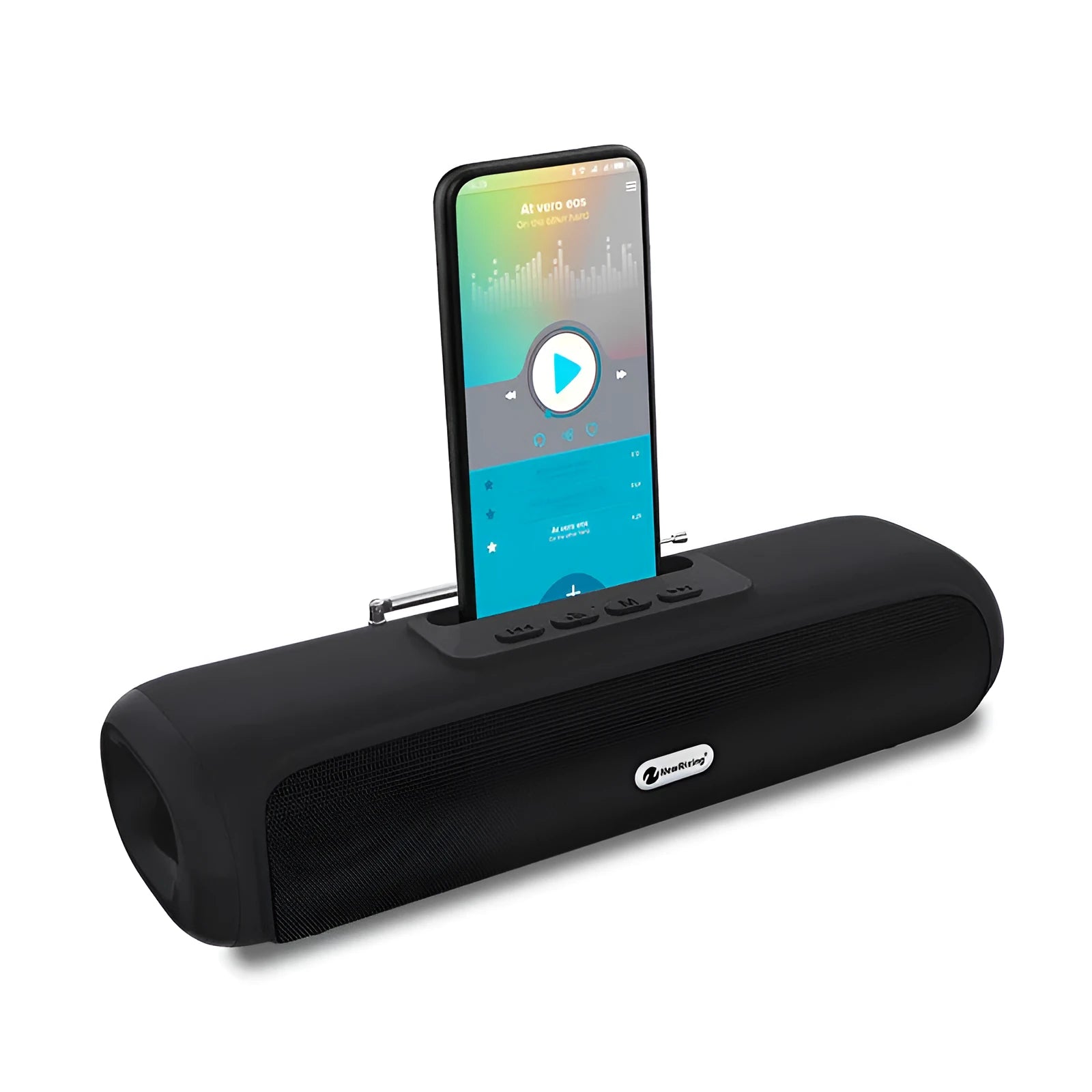 Wireless long strip desktop speaker in choice of Black, Blue, Red, or Silver Grey colour.