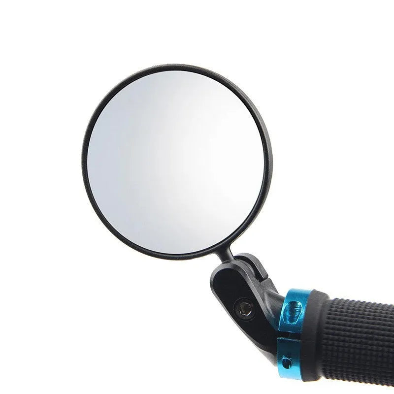 Black foldable convex rearview mirror with a 7cm reflector, shown extended to 14cm