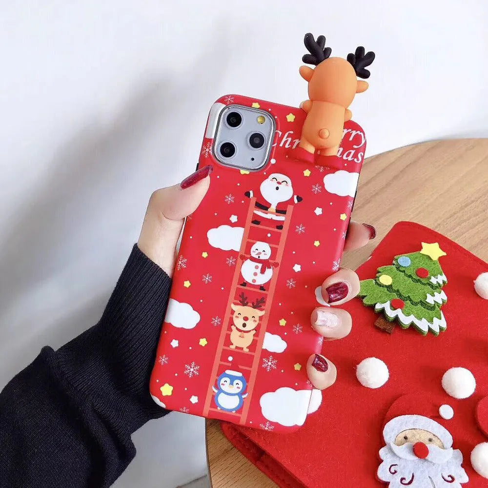 Christmas themed silicone phone case for iPhone models showing back cover design