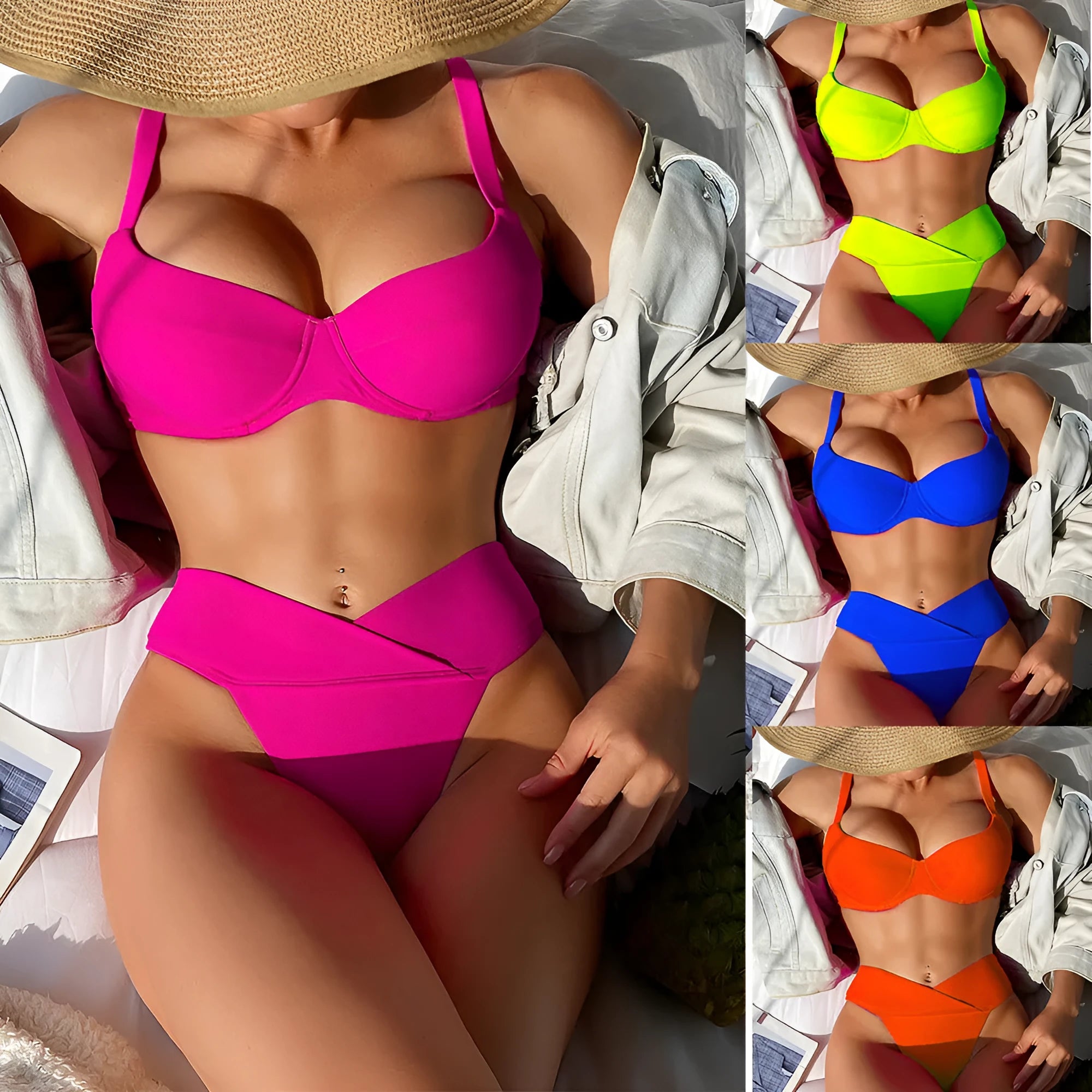 Women's solid colour bikini briefs in nylon for swimming and sports.