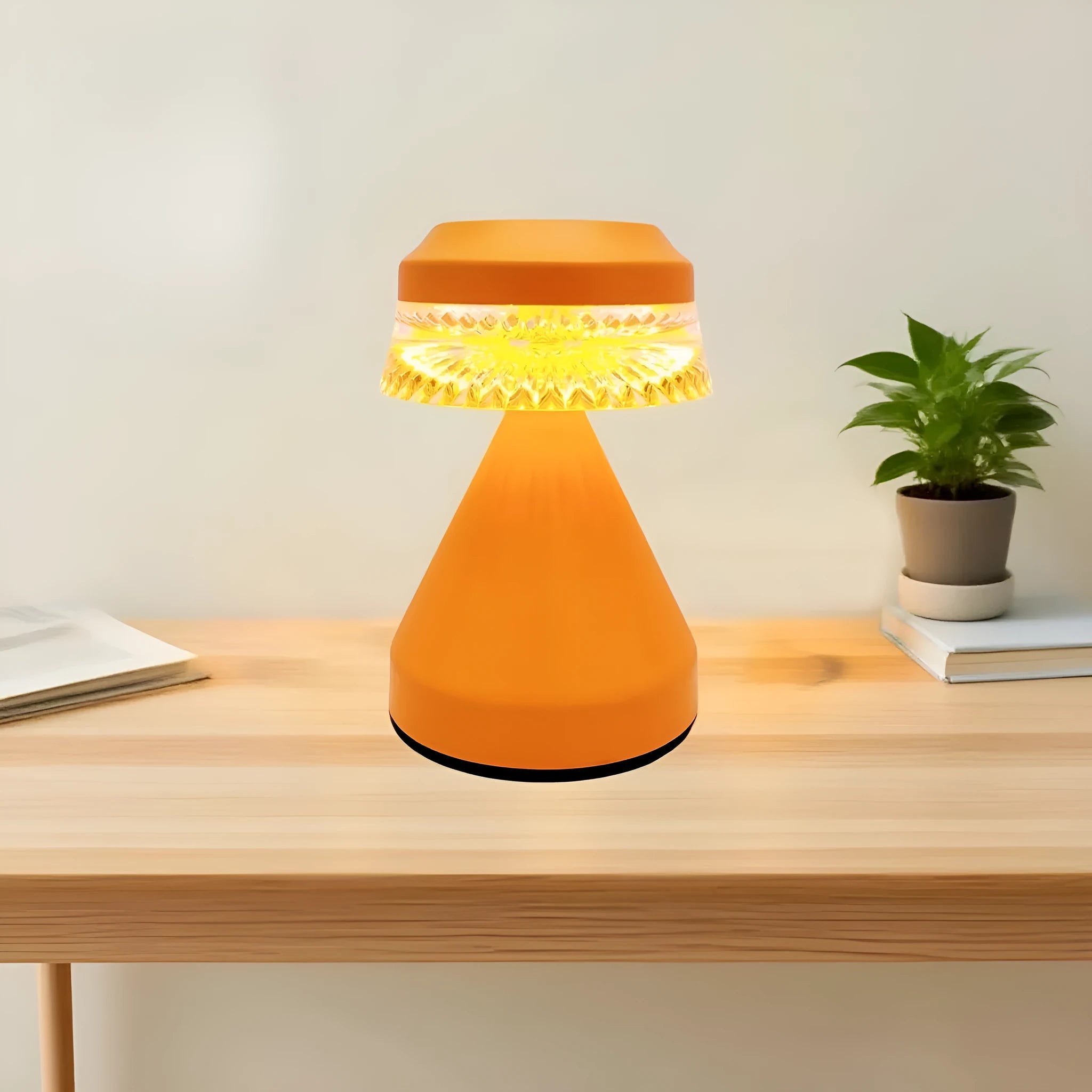 Creative LED charging night lamp in black, brown, or orange with three-colour dimming