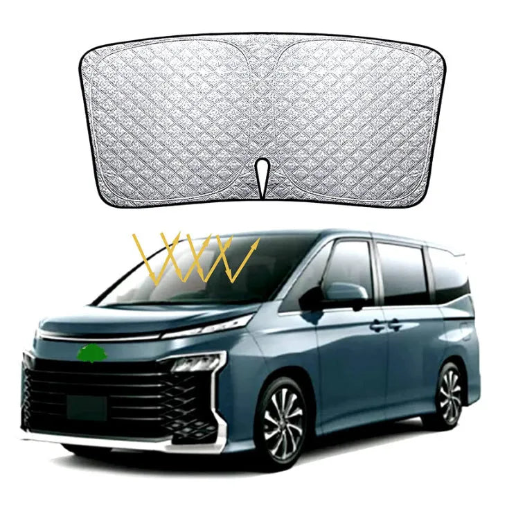 Silver aluminised car windshield sunshade for NOAH XOVY 90 series vehicles