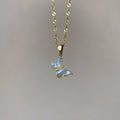 Electroplated 18K gold butterfly clavicle chain necklace for women with titanium steel chain and abalone shell pendant