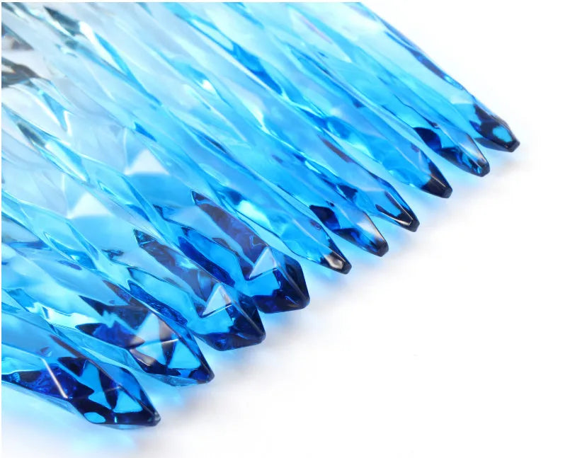 Ten clear crystal diamond-handle foundation brushes with artificial fibre bristles in four colours.