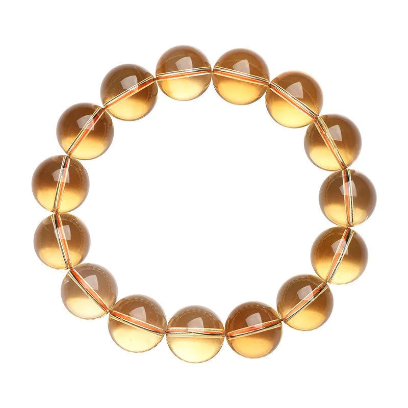Natural citrine ball bracelet with scattered beads design in gold-brown colour
