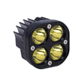 Four-eye automotive headlight with aluminium mounting base, showing four-leaf clover light pattern