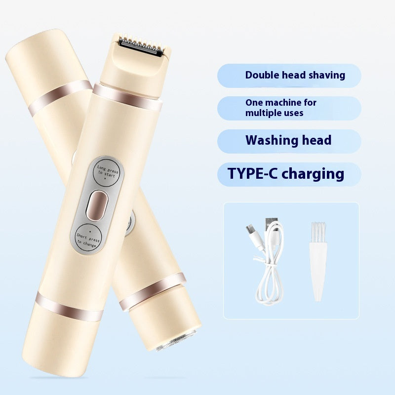 Painless Dual-Head Women's Electric Shaver - Automatic Body Hair Trimmer for Face, Lips, Underarms, Legs & Bikini Line (USB Rechargeable)