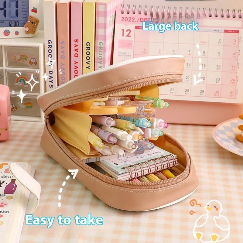 Transparent PVC pencil case with Korean-style animal patterns in vertical-candy bear design