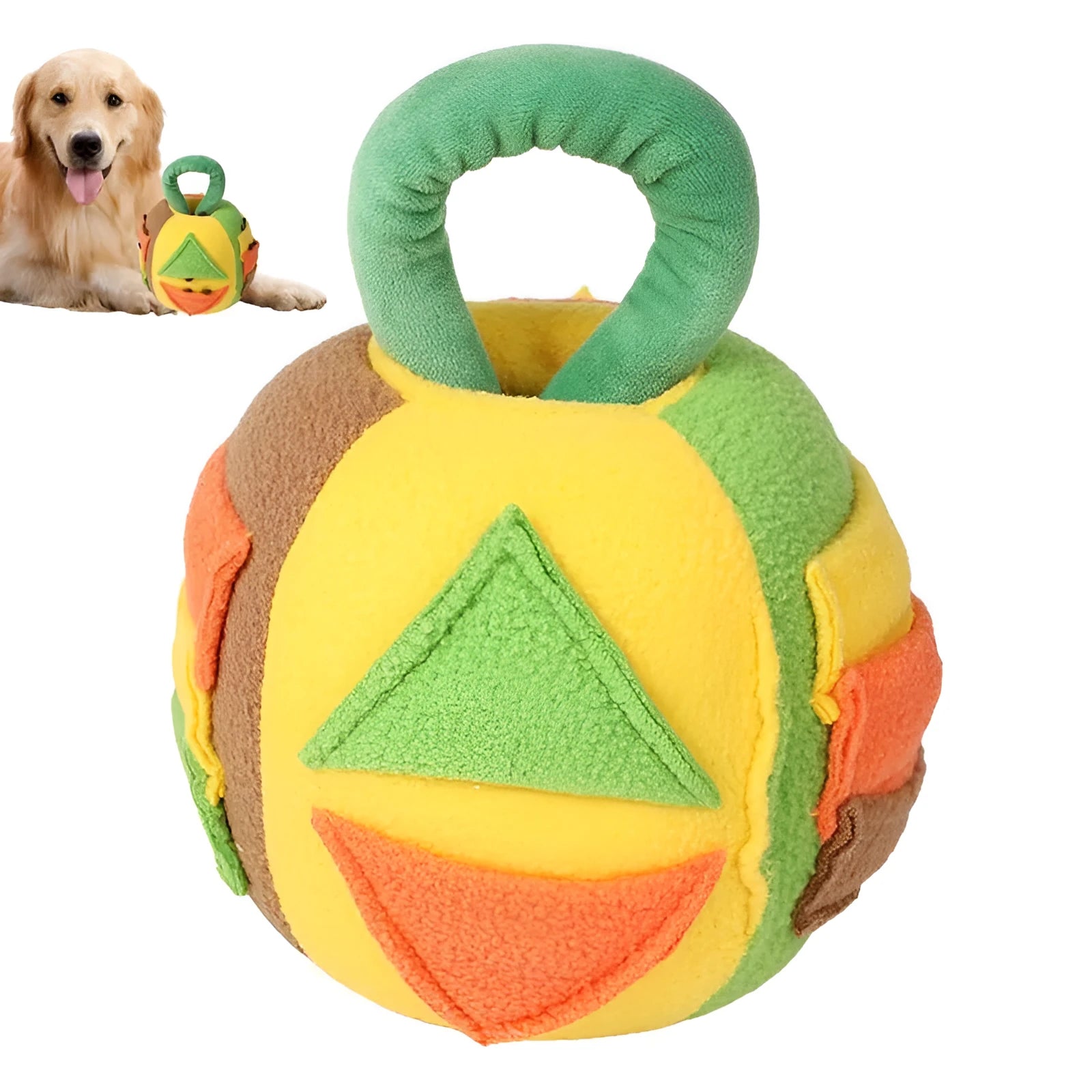 Pink or green polyester squeaky plush ball dog toy with treat pockets for small to medium breeds