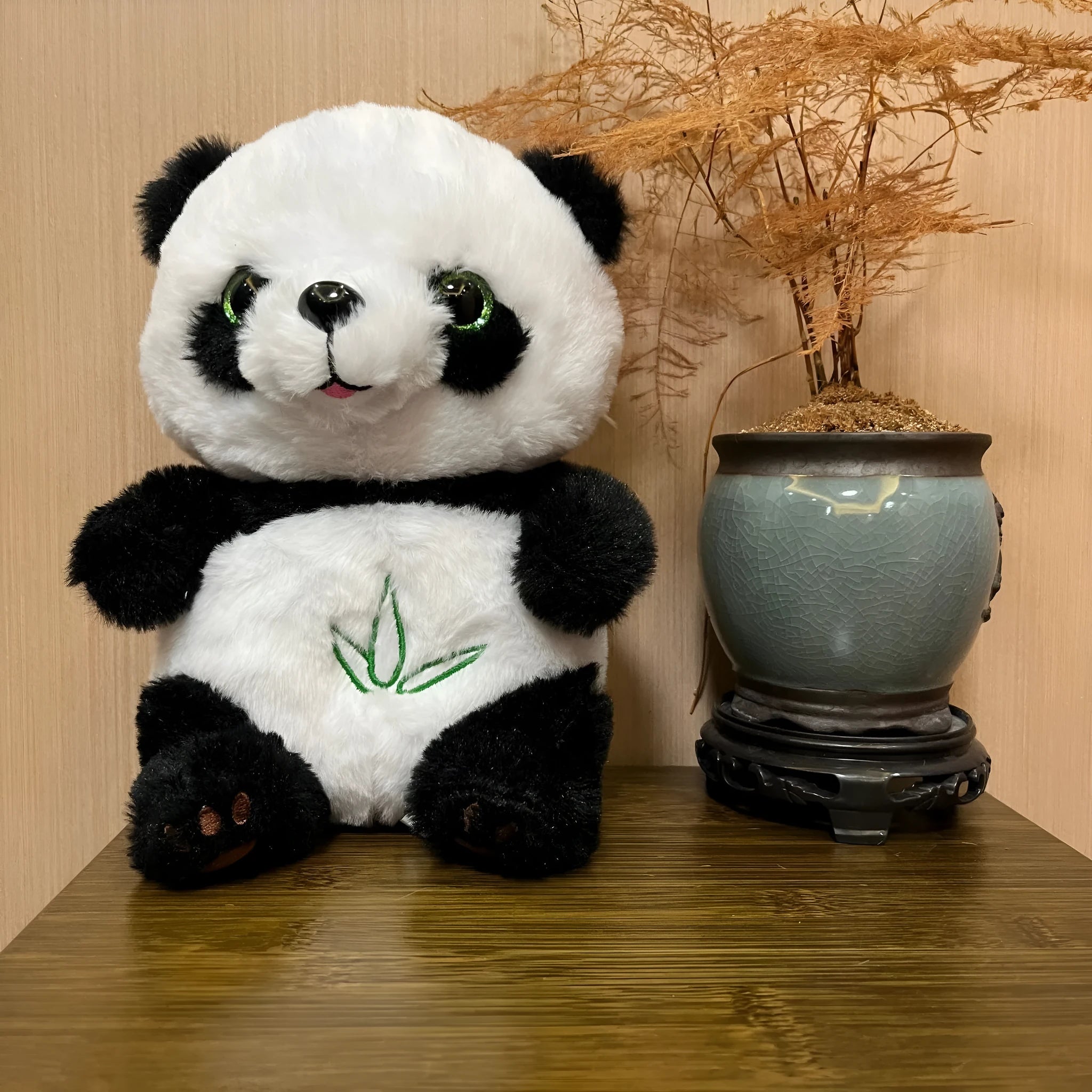 23cm cute panda plush toy with breathing music and glowing features for children aged 4-6