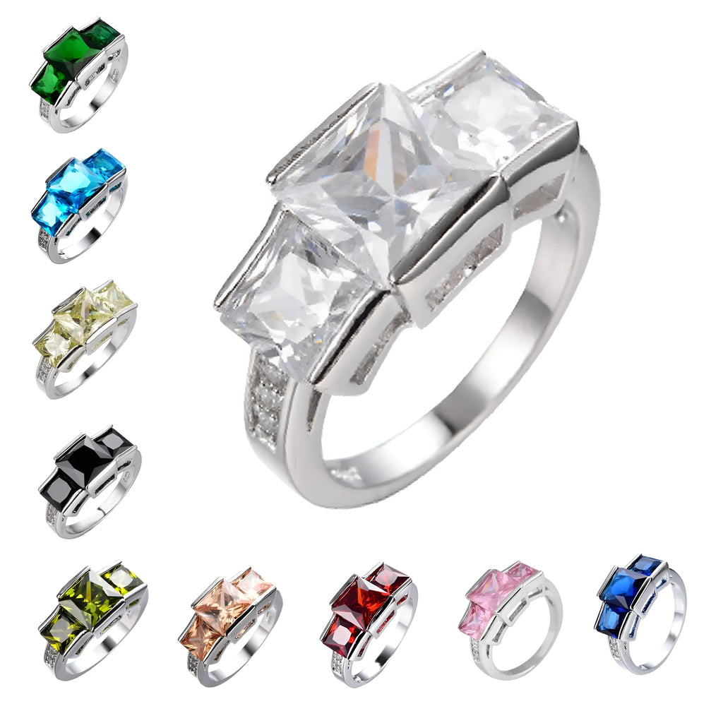 Geometric copper electroplated women's ring in multiple colour options showing sizes 6-10