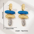 Geometric stud earrings with multicolour electroplating on zinc alloy
