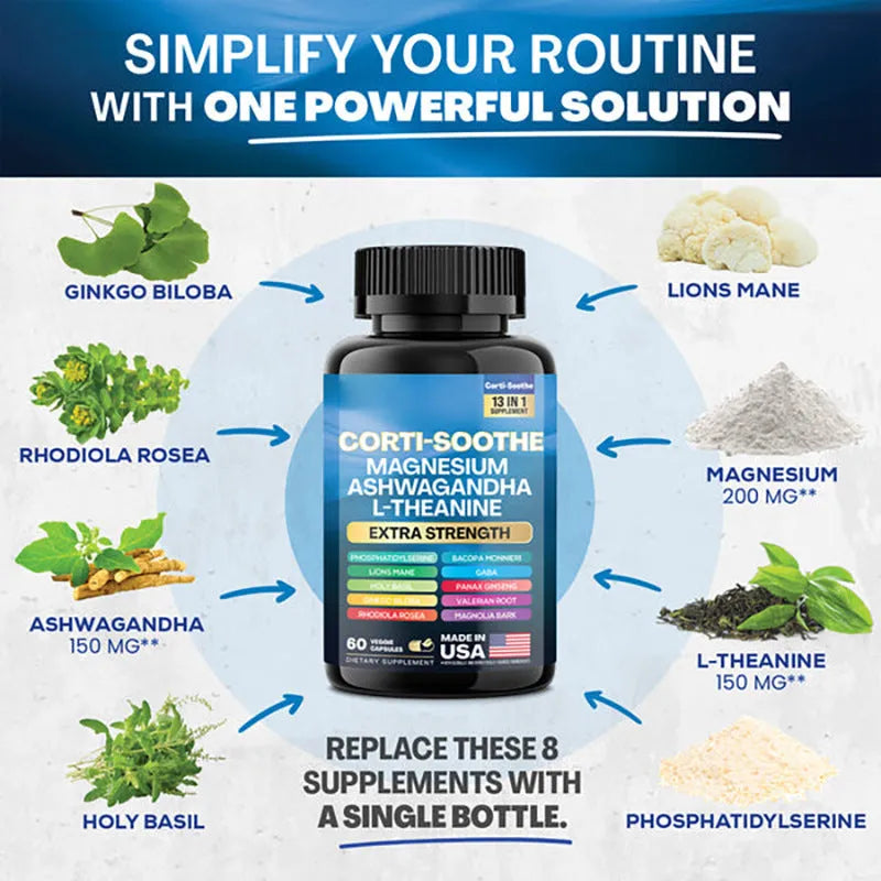 Bottle of 60 South African drunken eggplant magnesium capsules dietary supplement