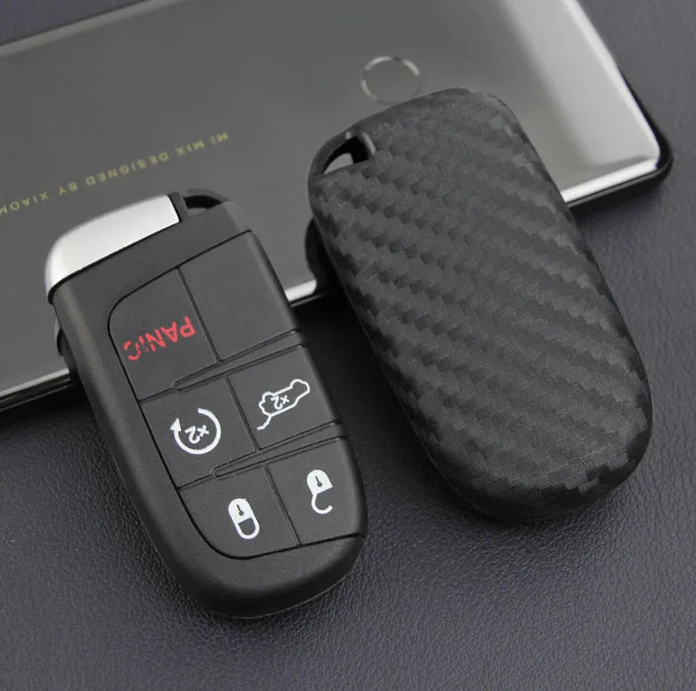 Black silicone protective case for a Dodge Chrysler Fiat car remote key