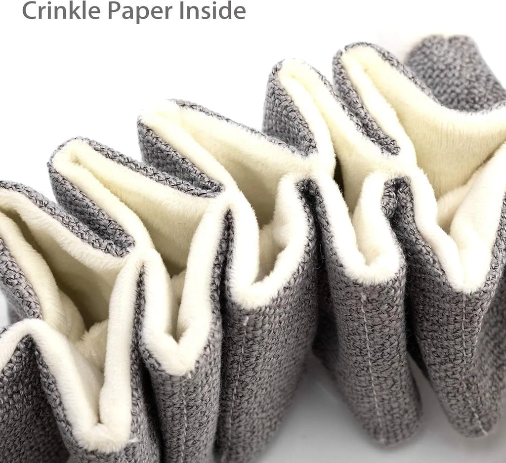 Grey koala-shaped dog chew toy measuring 30cm with plush limbs and crinkle paper inside.