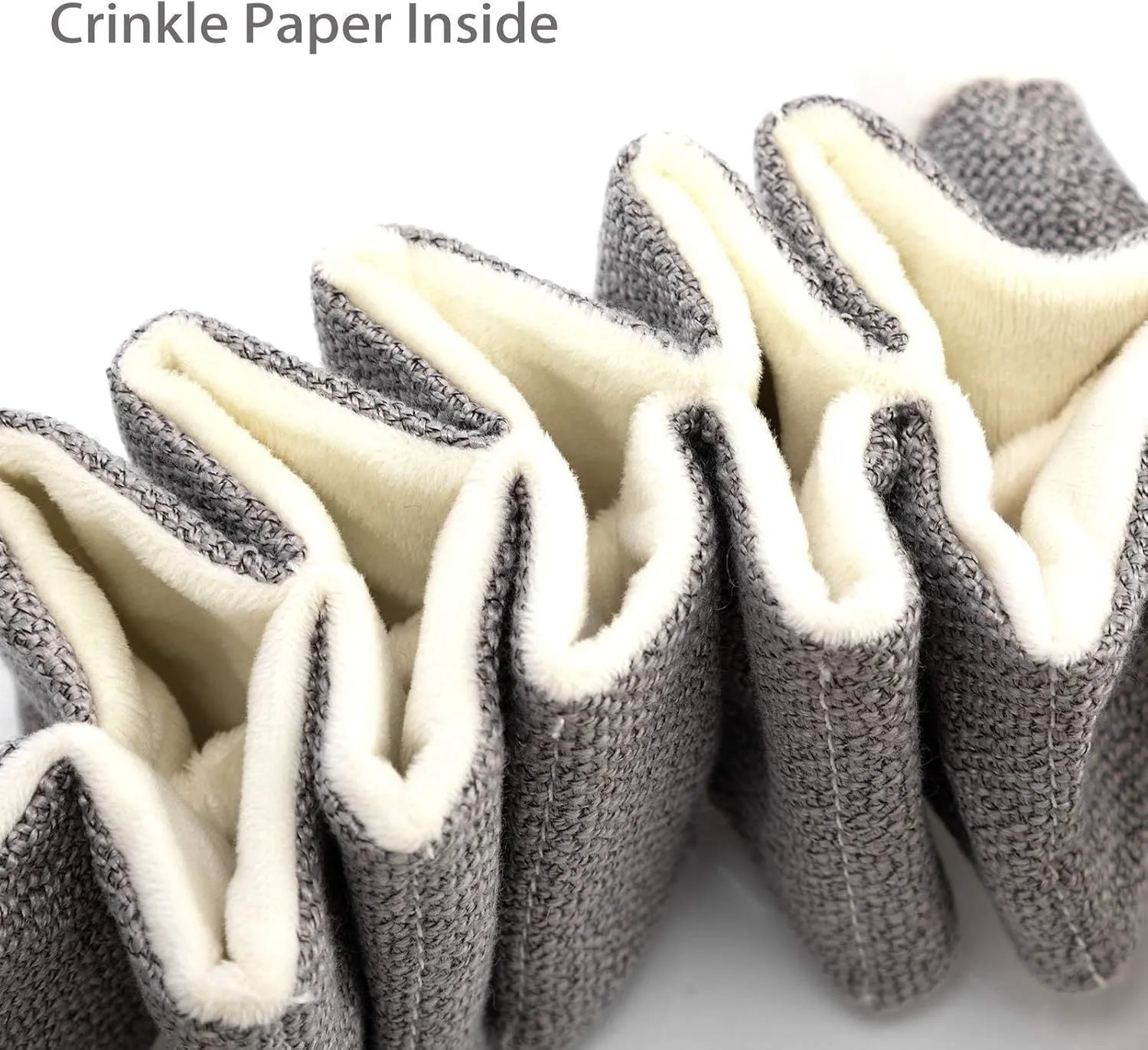 Grey koala-shaped dog chew toy measuring 30cm with plush limbs and crinkle paper inside.
