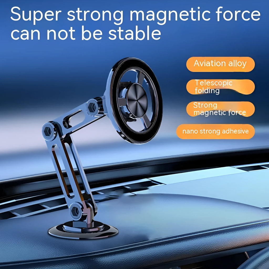 All-metal magnetic car phone holder with magnetic rings and adhesive pads in multiple colour options