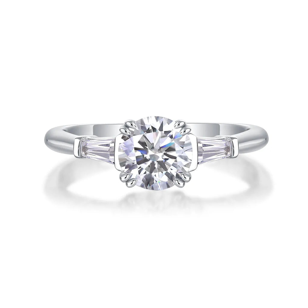 Moissanite wedding ring set 1 carat S925 silver platinum plated in yellow gold, rose gold, and platinum finishes