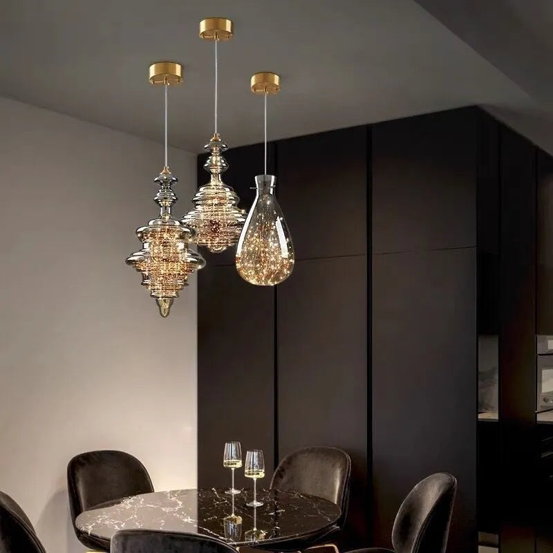Modern white glass chandelier with adjustable suspension cord and remote control