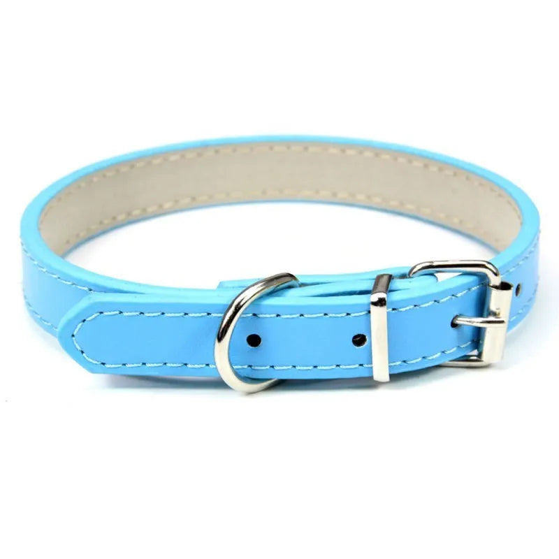 Small medium dog PU collar in monochrome casual style, multiple colours and sizes from XS to XXL