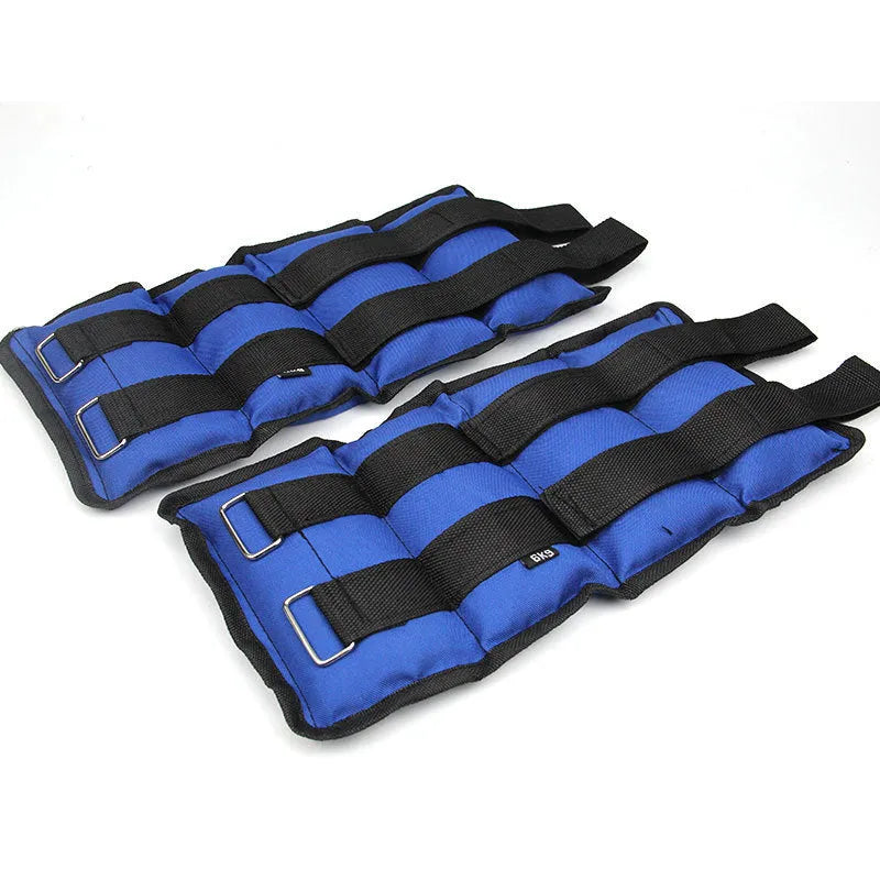 A pair of Oxford cloth legging sandbags for running and track training, available in weights from 1kg to 6kg.