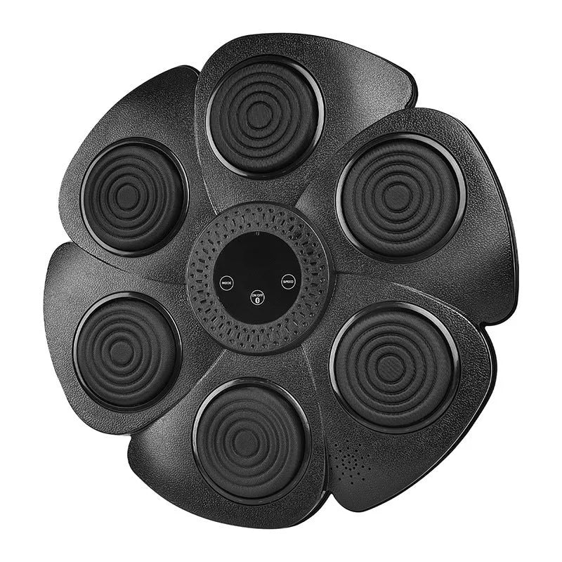 Black plastic boxing target with LED lights and Bluetooth connectivity for indoor training