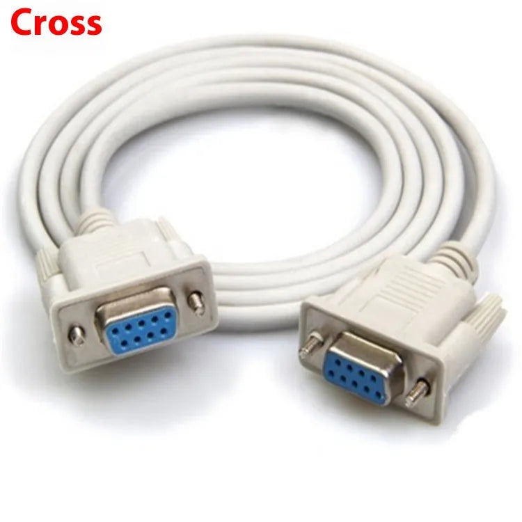 Female to female DB9 serial cable with milky white insulation measuring 1.5 metres in length