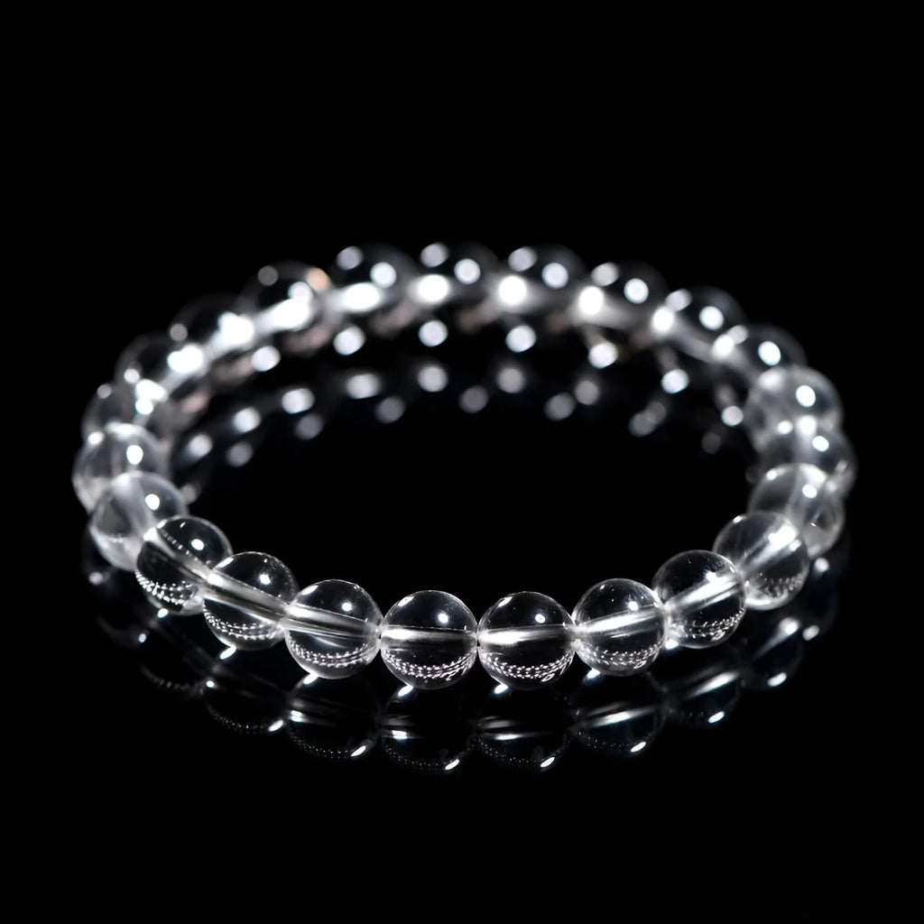 Natural Donghai Old Mine white crystal bracelet with geometric round beads in white water style
