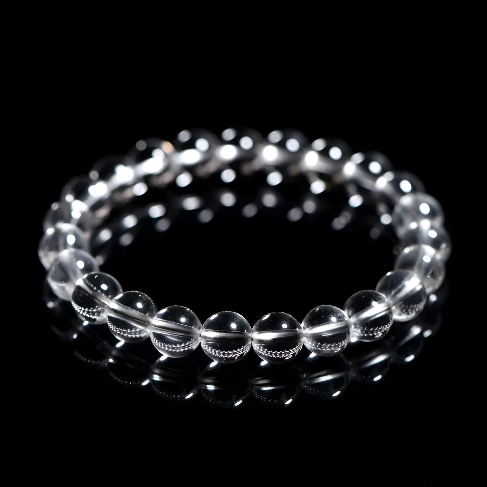 Natural Donghai Old Mine white crystal bracelet with geometric round beads in white water style